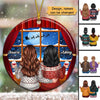 Besties Sisters Standing Near Window Christmas Personalized Circle Ornament