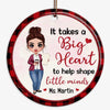 Big Heart Shape Little Minds Teacher Personalized Circle Ornament