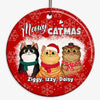 Bleached Fluffy Cats Christmas Personalized Circle Ornament