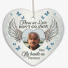 Blue Butterflies Photo Memorial Personalized Heart Ornament