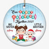 Brothers Sisters First Christmas Personalized Circle Ornament