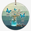 Butterflies Vase Memorial Personalized Circle Ornament