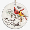 Cardinals Pine Branch Personalized Circle Ornament