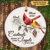 Cardinals Pine Branch Personalized Circle Ornament