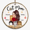 Cat Mom Holding Cats Personalized Circle Ornament