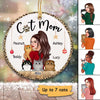 Cat Mom Holding Cats Personalized Circle Ornament