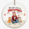 Cat Mom Pretty Girl Christmas Personalized Decorative Circle Ornament