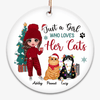 Cats For Christmas Doll Personalized Circle Ornament