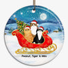 Cats On Sledge Christmas Personalized Circle Ornament