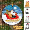 Cats On Sledge Christmas Personalized Circle Ornament