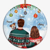 Christmas Couple And Dogs Personalized Circle Ornament