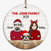 Couple And Dogs Gift For Him Gift For Her Personalized Circle Ornament