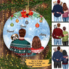 Christmas Couple And Dogs Personalized Circle Ornament