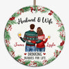 Christmas Couple Husband Wife Drinking Buddies Personalized Circle Ornament