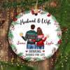 Christmas Couple Husband Wife Drinking Buddies Personalized Circle Ornament