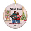 Christmas Couple Standing Together Since Personalized Circle Ornament