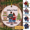 Christmas Couple Standing Together Since Personalized Circle Ornament