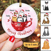 Christmas Cup Of Cats Personalized Circle Ornament