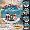 Christmas Doll Besties In Snow Personalized Circle Ornament