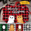 Christmas Fluffy Cats Checkered Pattern Personalized Christmas Ornament