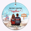 Christmas Together Back View Couple Personalized Circle Ornament