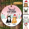 Colorful Pine Tree Fluffy Cats Personalized Circle Ornament