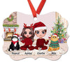 Couple And Fluffy Cats Sitting In House Personalized Christmas Ornament