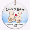 Couple Hands Christmas Together Personalized Decorative Circle Ornament
