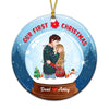 Couple In Glass Snow Ball Personalized Circle Ornament