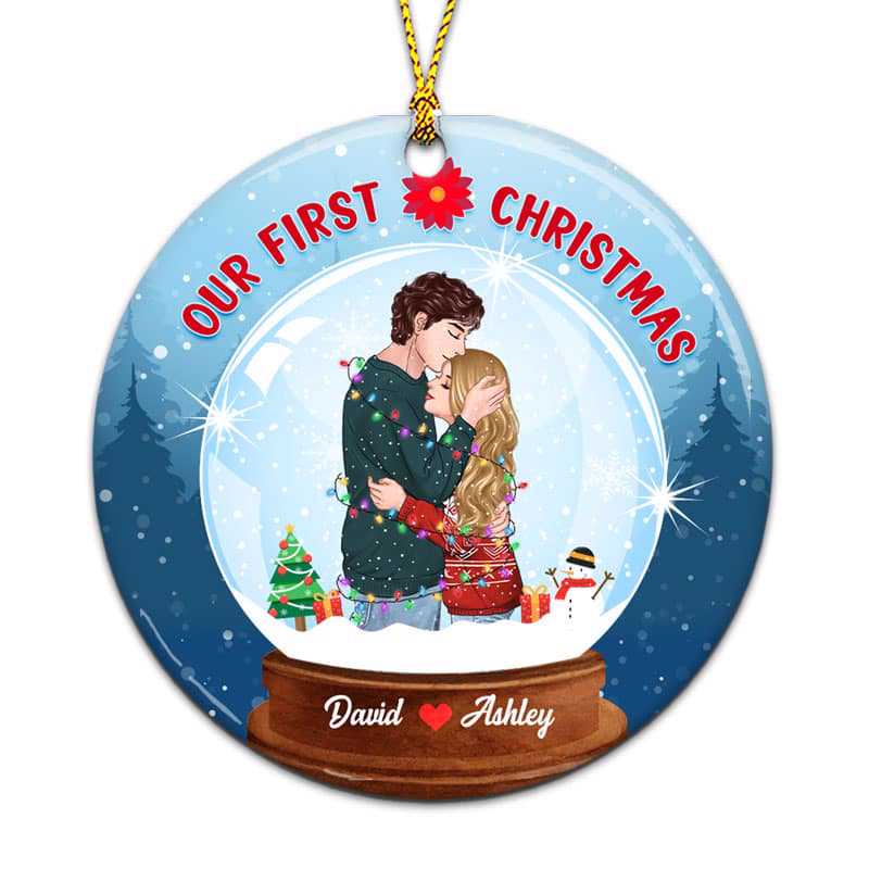 Personalized Snow Globe Couple Cute