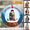 Couple In Glass Snow Ball Personalized Circle Ornament