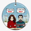 Couple Love You More Personalized Circle Ornament