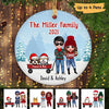 Couple & Pet In Winter Christmas Personalized Decorative Circle Ornament