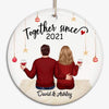 Couple Sitting Back View Christmas Gift Personalized Circle Ornament