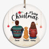 Couple Sitting With Dogs Christmas  Gift For Him For Her Personalized Circle Ornament