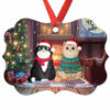 Cozy Fireplace Fluffy Cats Sitting Personalized Christmas Ornament