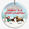 Dachshund Under Berry Tree Gift for Dog Lovers Personalized Circle Ornament