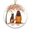 Dog Mom Dog Dad Under Tree Fall Season Personalized Circle Ornament