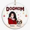 Dog Mom Red Patterned Personalized Circle Ornament