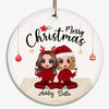 Doll Besties Sisters Siblings Checkered Pants Merry Christmas Gift Personalized Circle Ornament