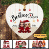 Doll Besties Sisters Siblings Checkered Pants Christmas Gift Personalized Heart Ornament