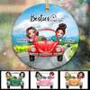 Doll Besties On Car Personalized Circle Ornament