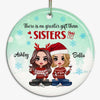 Doll Besties Sisters Sitting Christmas Personalized Circle Ornament