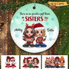 Doll Besties Sisters Sitting Christmas Personalized Circle Ornament
