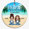 Doll Besties Sitting On Beach Personalized Circle Ornament