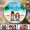 Doll Besties Sitting On Beach Personalized Circle Ornament