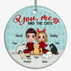Doll Couple And Cats Personalized Circle Ornament