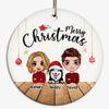 Doll Couple And Dogs Christmas Personalized Circle Ornament
