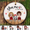 Doll Couple And Dogs Christmas Personalized Circle Ornament