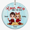 Doll Couple And Dogs Personalized Circle Ornament